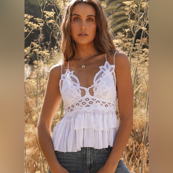 Free People NWT $68 Adella Cami White Women’s Size M - Picture 1 of 3